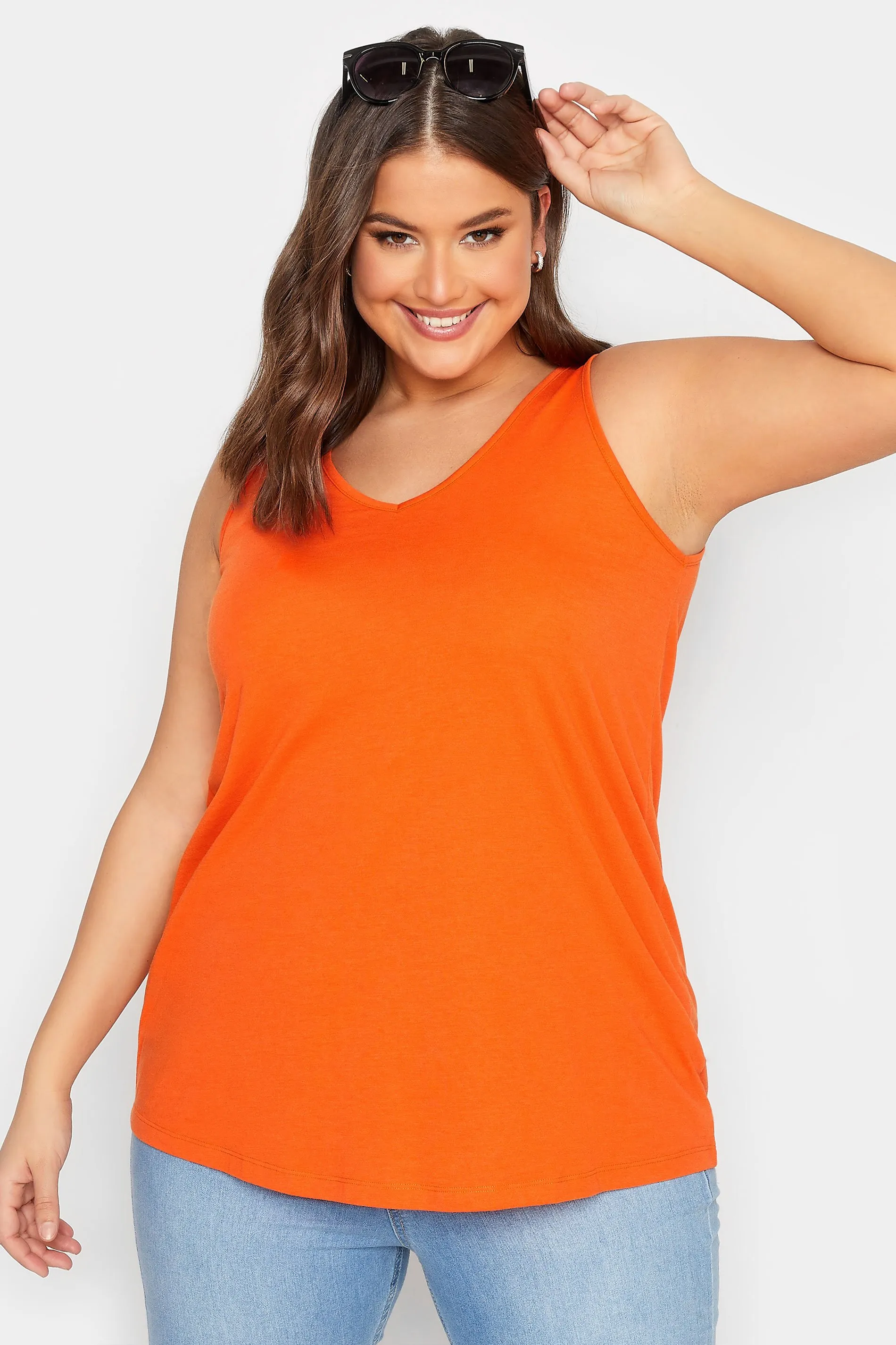 YOURS Curve Orange Bar Back Vest Top