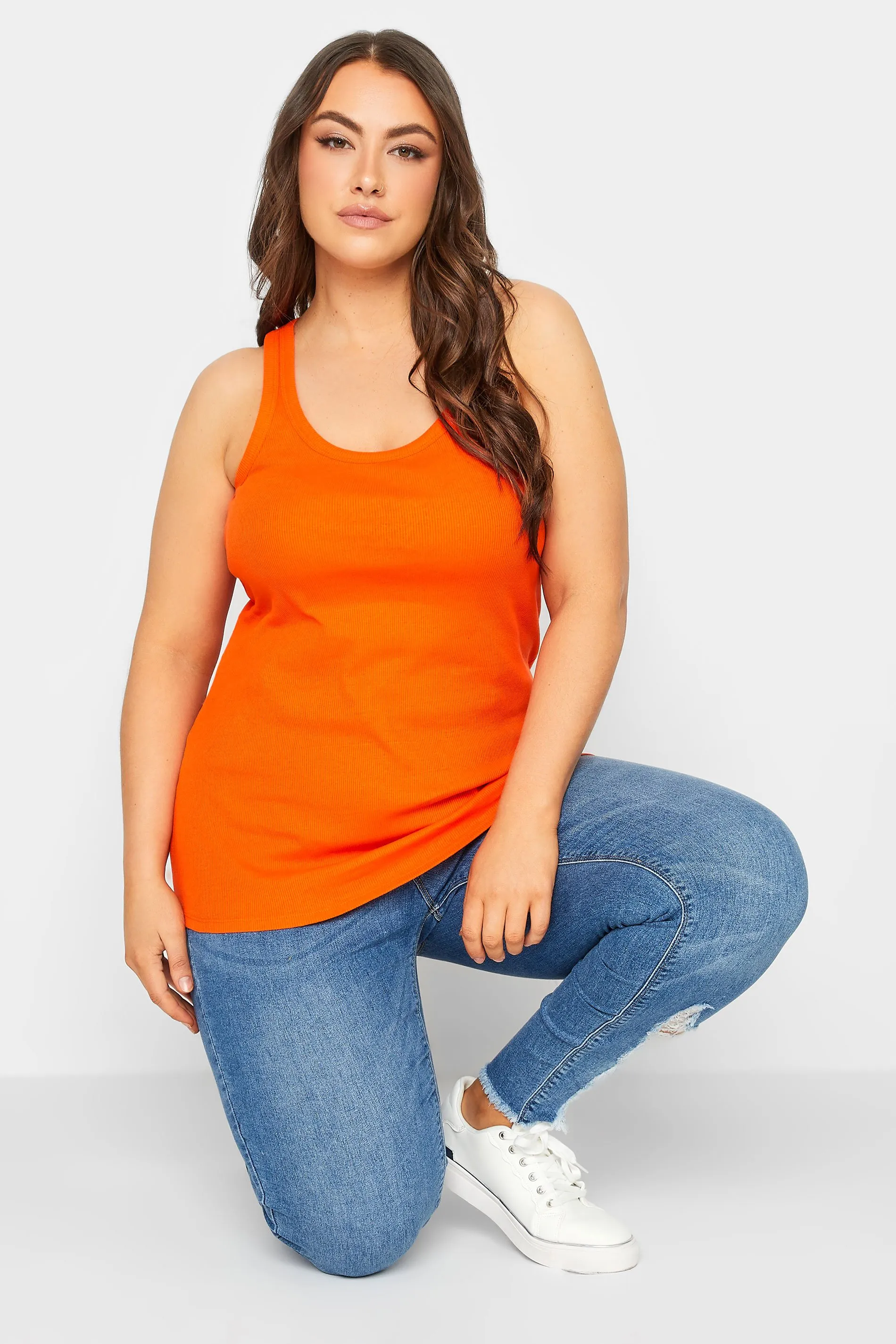 YOURS Curve Orange Racer Back Vest Top