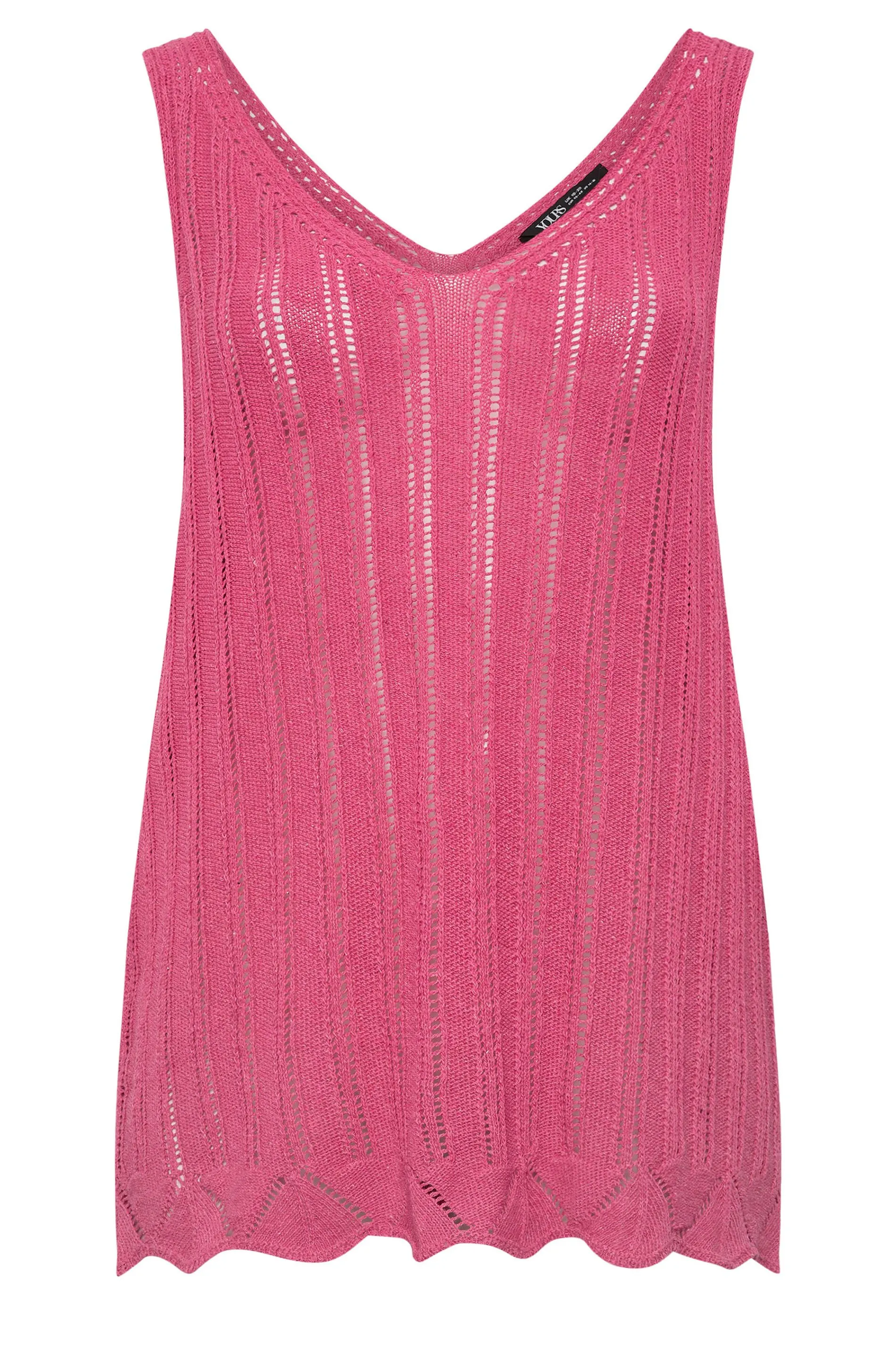 YOURS Curve Pink Crochet Knitted Vest Top