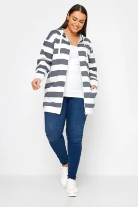 YOURS Dark Blue Stripe Zip Hoodie