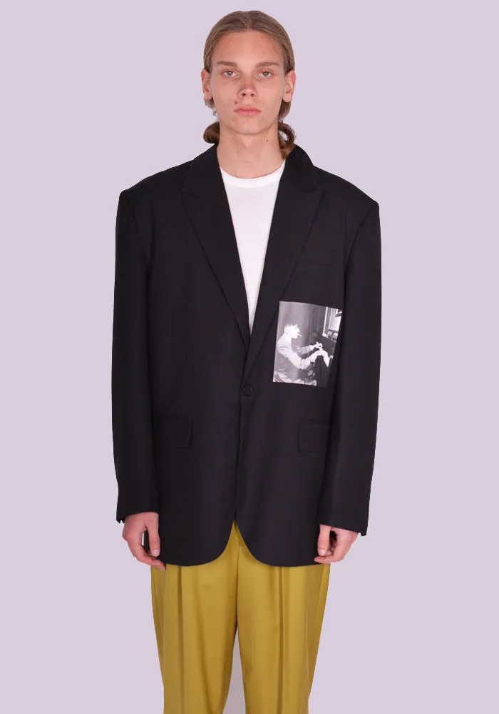 YUIKI SHIMOJI PATCHED BLAZER BLACK COCTEAU