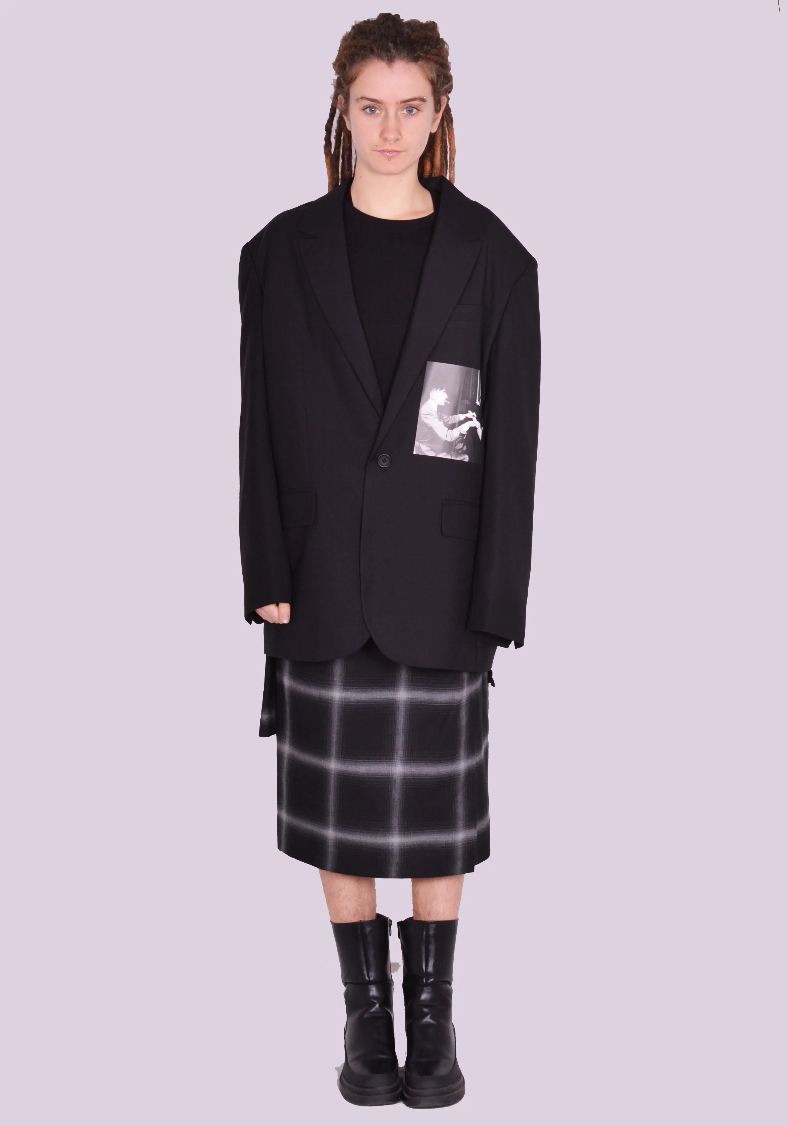 YUIKI SHIMOJI PATCHED BLAZER BLACK COCTEAU