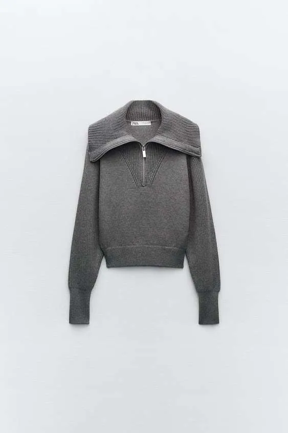 ZARA | Nylon Rib Long Sleeves - Plain V-neck & Crew neck