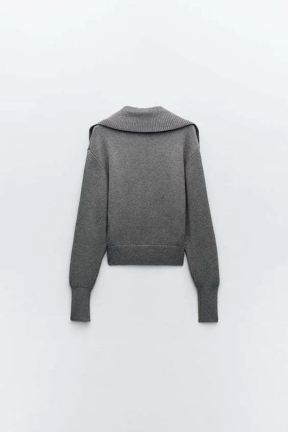 ZARA | Nylon Rib Long Sleeves - Plain V-neck & Crew neck