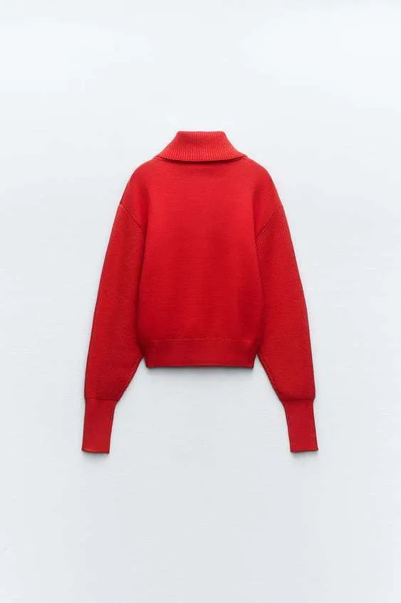 ZARA | Nylon Rib Long Sleeves - Plain V-neck & Crew neck