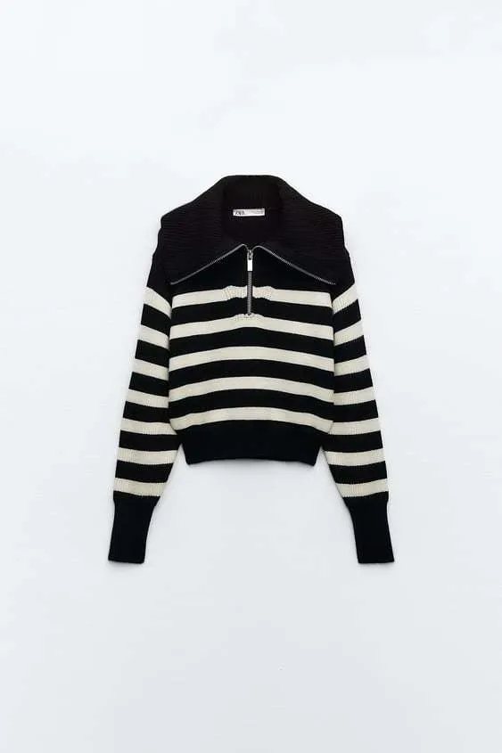 ZARA | Nylon Rib Long Sleeves - Plain V-neck & Crew neck