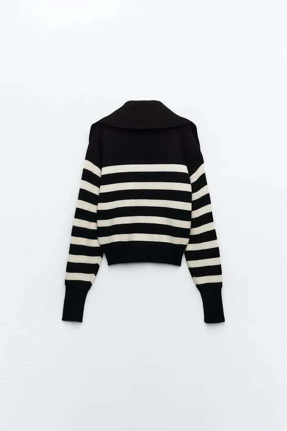 ZARA | Nylon Rib Long Sleeves - Plain V-neck & Crew neck